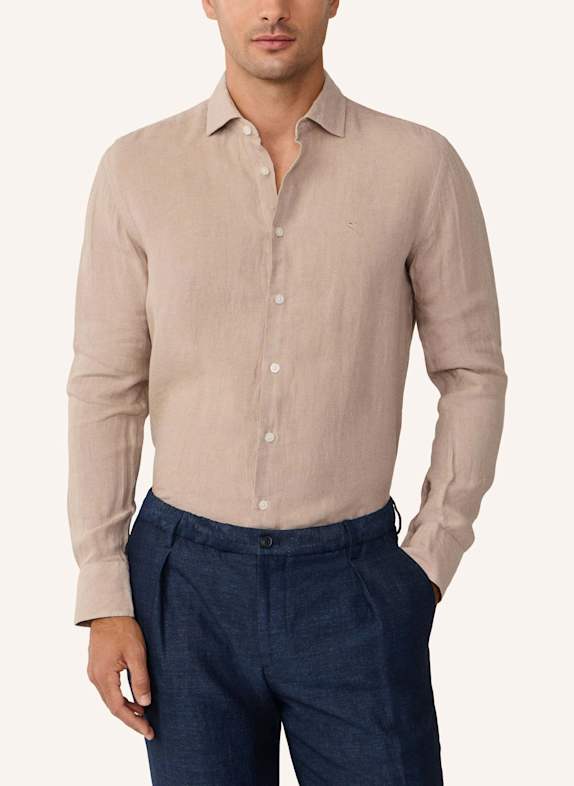 HACKETT LONDON Freizeithemd ESS GMD LINEN KENT TAUPE/ HELLBRAUN