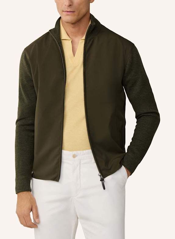 HACKETT LONDON Hoodiejacke TRAVEL NY/KNIT FZ HYB GRÜN