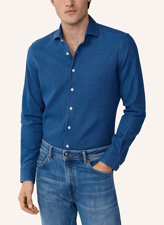 HACKETT LONDON Freizeithemd TEXTURED DENIM DUNKELBLAU