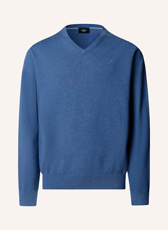 HACKETT LONDON Pullover ESS COTTON V NECK BLAU