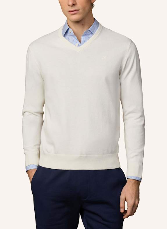 HACKETT LONDON Pullover ESS COTTON V NECK CREME