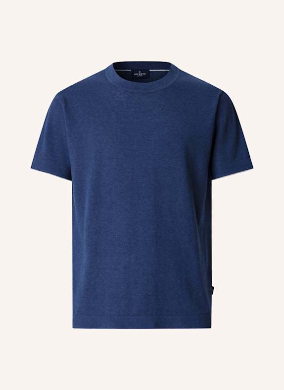 HACKETT LONDON T-Shirt COTTON LINEN KNIT TEE BLAU