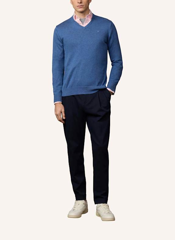 HACKETT LONDON Pullover ESS COTTON V NECK BLAU
