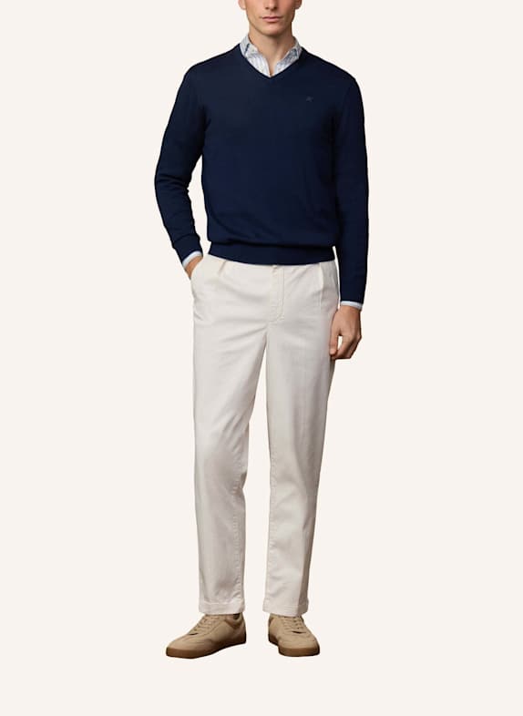 HACKETT LONDON Pullover ESS COTTON V NECK BLAU