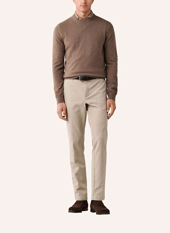HACKETT LONDON Pullover MERINO CASH MIX CREW BEIGE