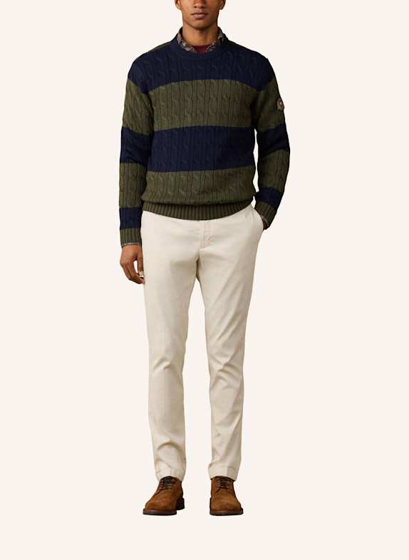 HACKETT LONDON Pullover HERITAGE STR CABLE CRW BLAU