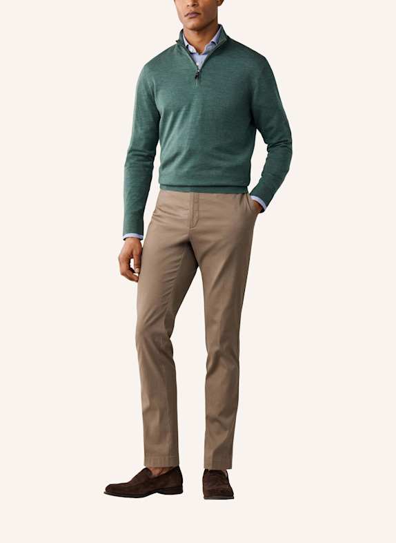 HACKETT LONDON Pullover ESS MERINO HZIP OLIV