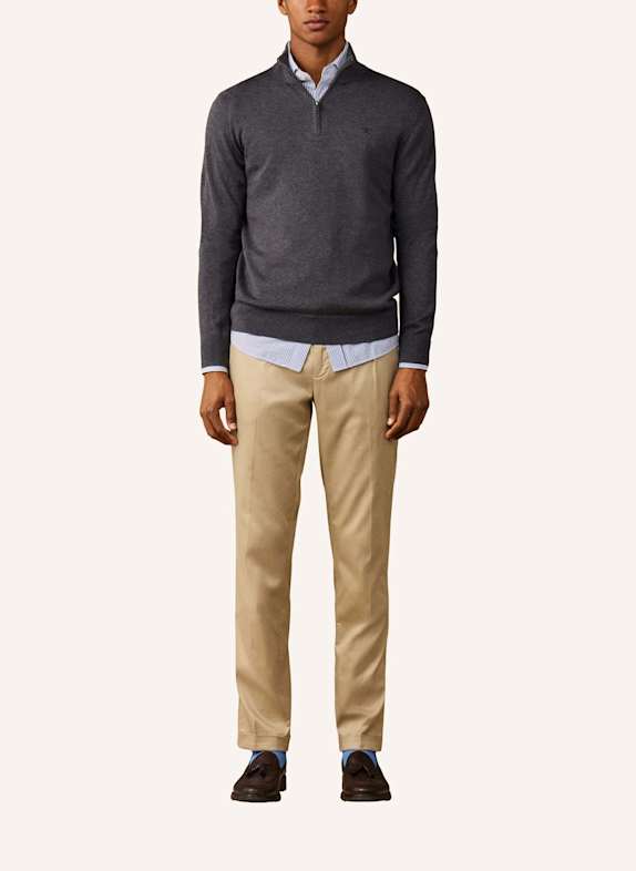 HACKETT LONDON Pullover ESS COTTON HZIP DUNKELGRAU
