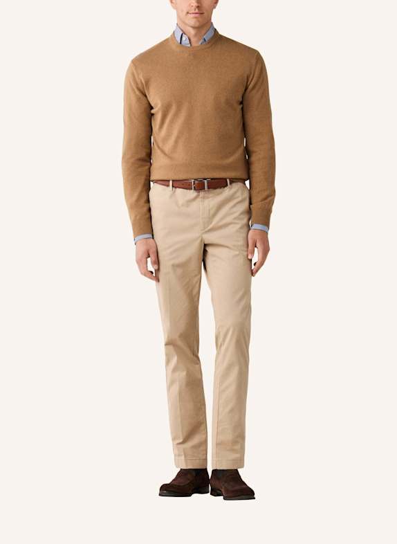 HACKETT LONDON Pullover MERINO CASH MIX CREW BEIGE