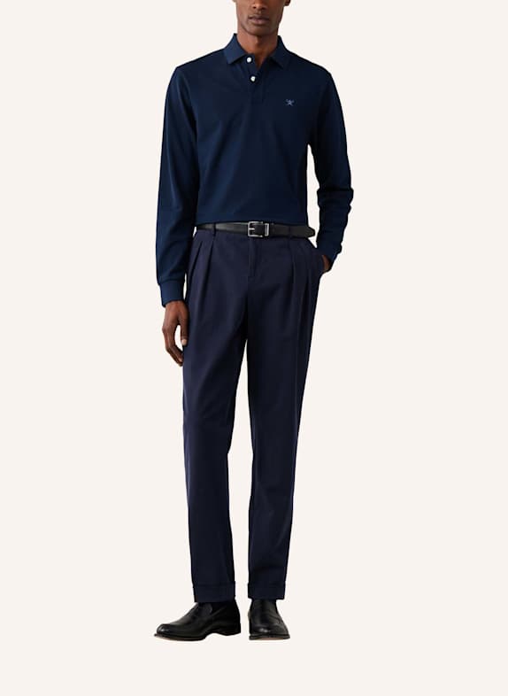 HACKETT LONDON Poloshirt SLIM FIT LOGO LS DUNKELBLAU
