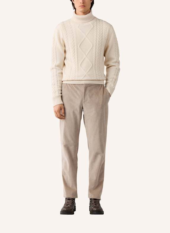 HACKETT LONDON Pullover ARGYLE CABLE ROLL NK CREME