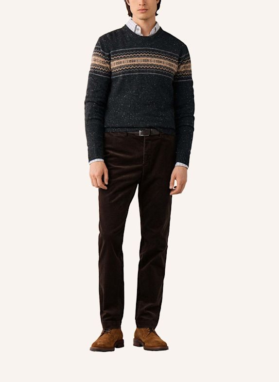 HACKETT LONDON Pullover FAIRISLE CREW GRAU