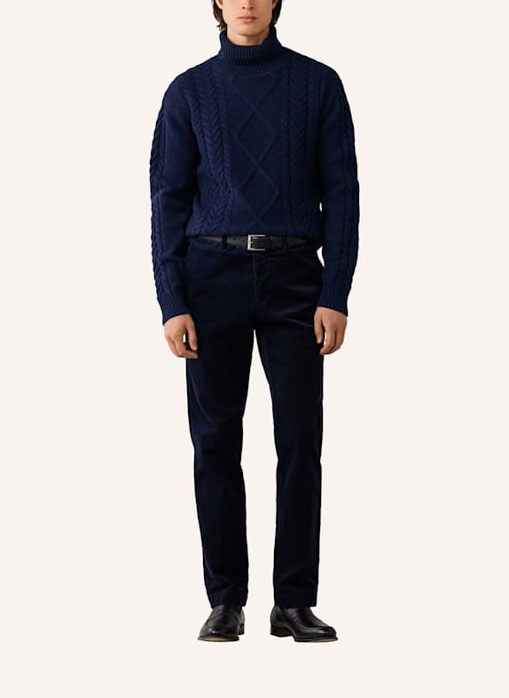 HACKETT LONDON Pullover ARGYLE CABLE ROLL NK BLAU