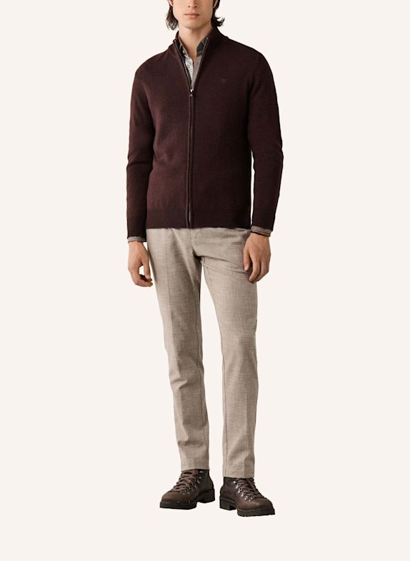 HACKETT LONDON Pullover LAMBSWOOL FZIP BRAUN