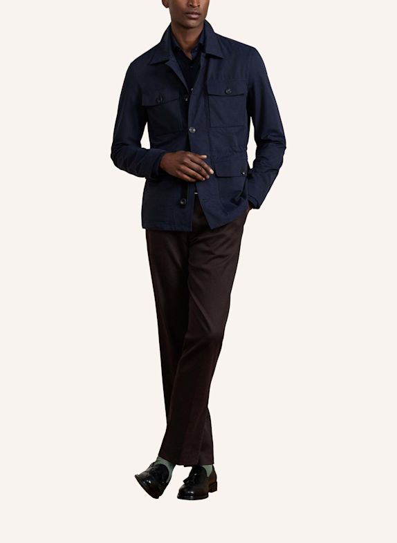 HACKETT LONDON Stehkragenmantel SR COTTON 4 PKT DUNKELBLAU