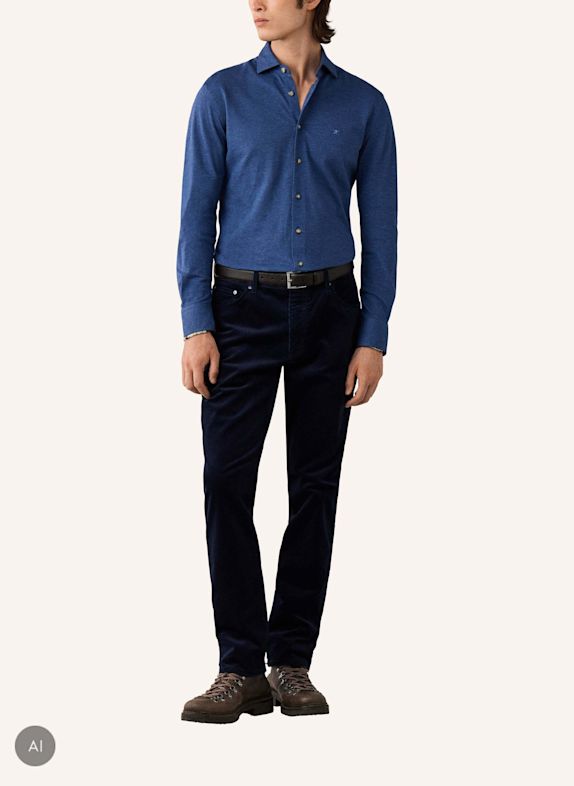 HACKETT LONDON Freizeithemd MELANGE JERSEY PIQUE BLAU