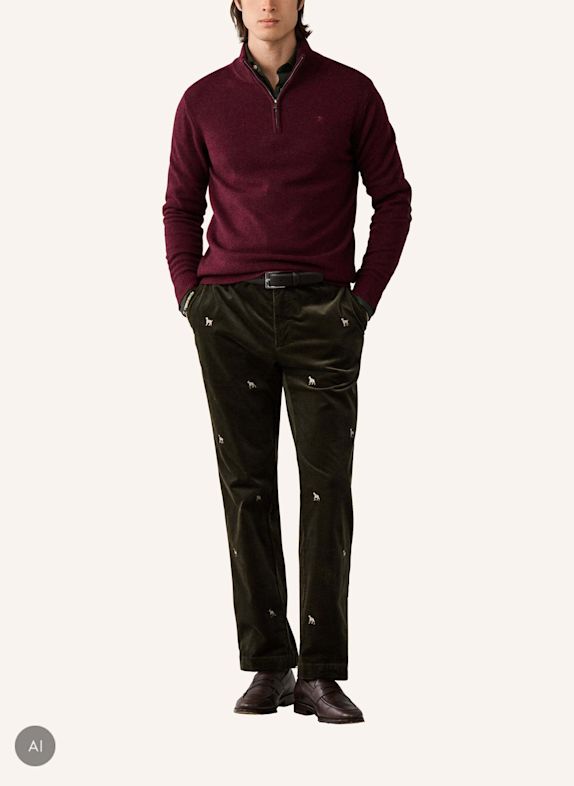 HACKETT LONDON Pullover LAMBSWOOL HZIP ROT