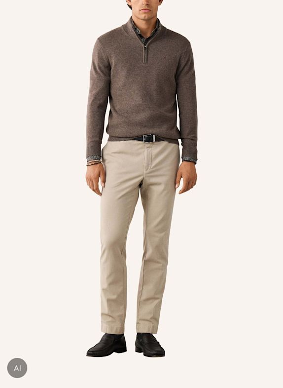 HACKETT LONDON Pullover LAMBSWOOL HZIP BEIGE