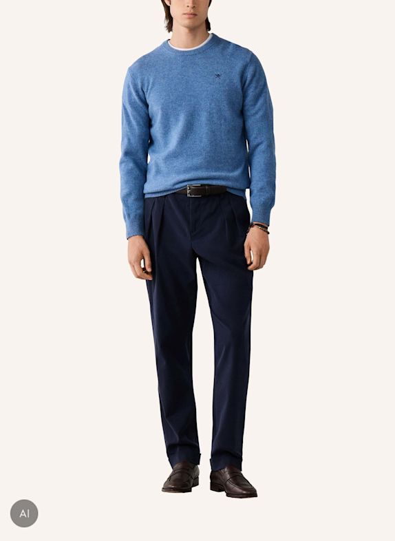 HACKETT LONDON Pullover LAMBSWOOL CREW BLAU
