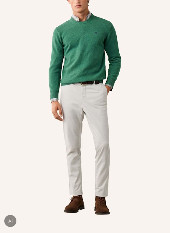 HACKETT LONDON Pullover LAMBSWOOL CREW GRÜN