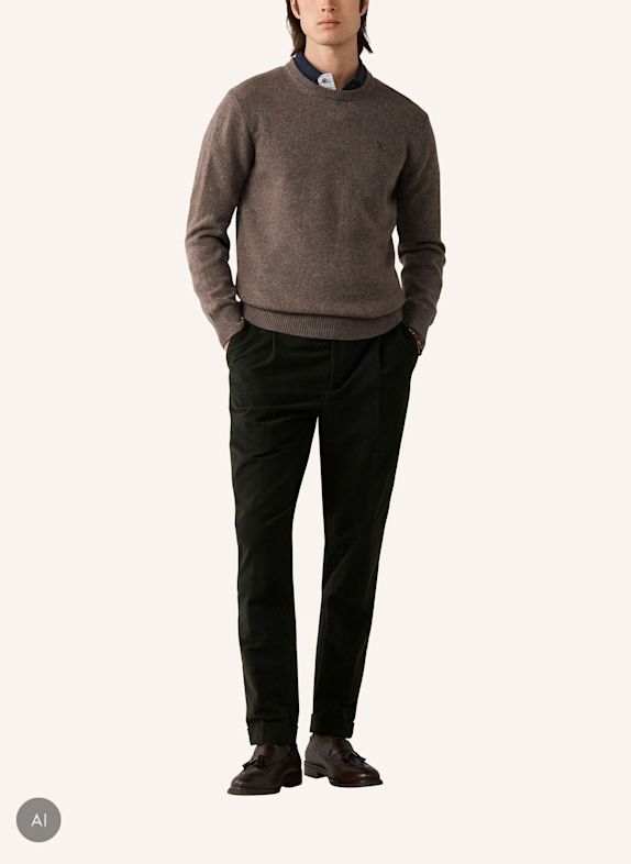 HACKETT LONDON Pullover LAMBSWOOL CREW BEIGE