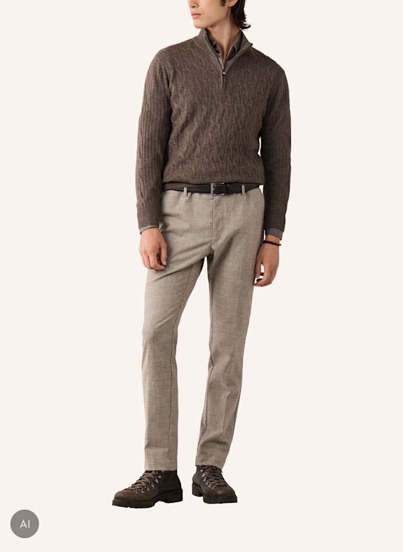 HACKETT LONDON Pullover LAMBSWOOL CABLE HZIP BEIGE