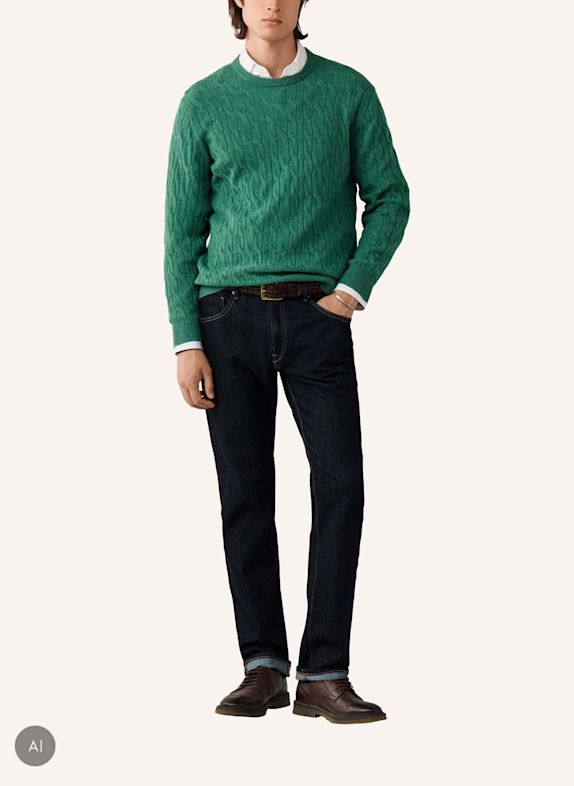 HACKETT LONDON Pullover LAMBSWOOL CABLE CREW GRÜN