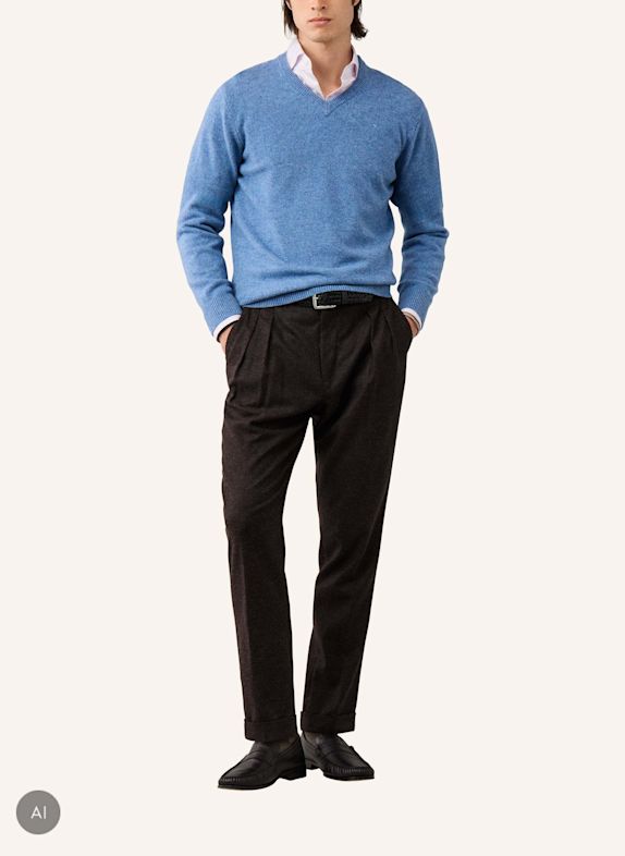 HACKETT LONDON Pullover LAMBSWOOL V NECK BLAU