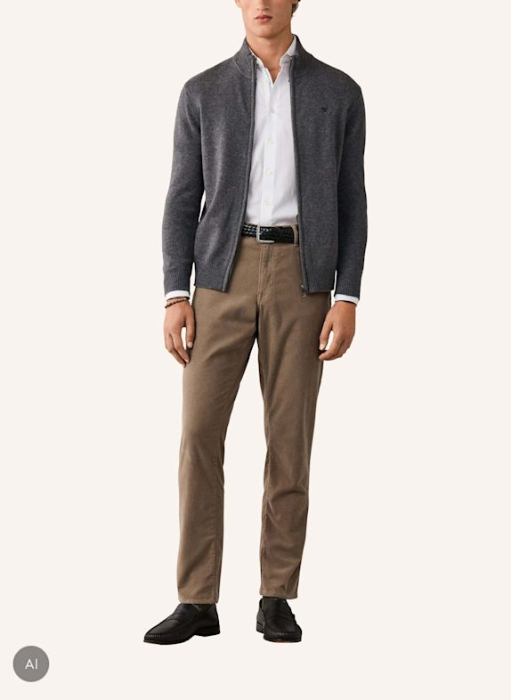 HACKETT LONDON Pullover LAMBSWOOL FZIP GRAU