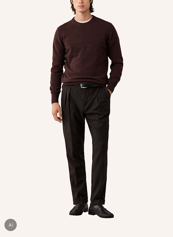 HACKETT LONDON Pullover LAMBSWOOL CREW BRAUN