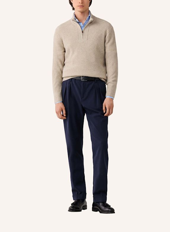 HACKETT LONDON Pullover HIGHLAND STITCH HZIP BEIGE