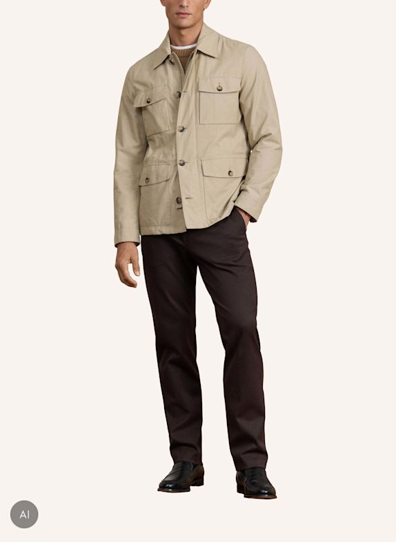 HACKETT LONDON Stehkragenmantel SR COTTON 4 PKT BEIGE