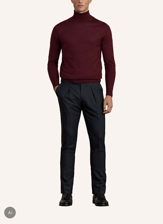 HACKETT LONDON Pullover SR MERINO ROLL NECK DUNKELROT