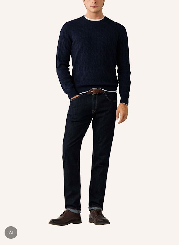 HACKETT LONDON Pullover LAMBSWOOL CABLE CREW BLAU