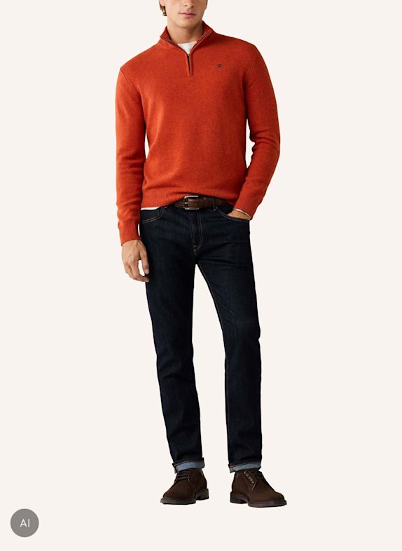 HACKETT LONDON Pullover LAMBSWOOL HZIP ORANGE