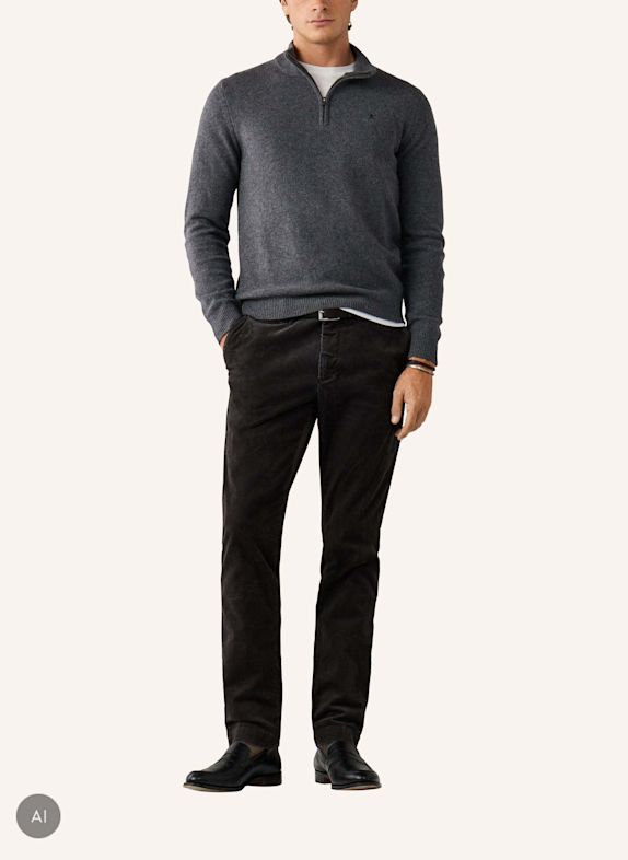 HACKETT LONDON Pullover LAMBSWOOL HZIP GRAU