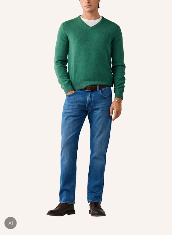 HACKETT LONDON Pullover LAMBSWOOL V NECK GRÜN
