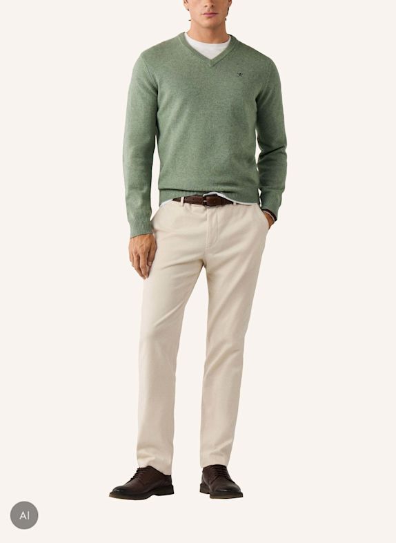 HACKETT LONDON Pullover LAMBSWOOL V NECK GRÜN