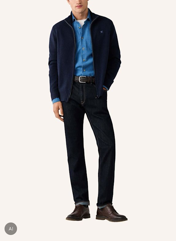 HACKETT LONDON Pullover LAMBSWOOL FZIP BLAU