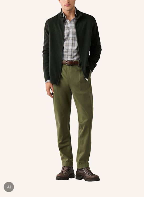 HACKETT LONDON Pullover LAMBSWOOL FZIP GRÜN