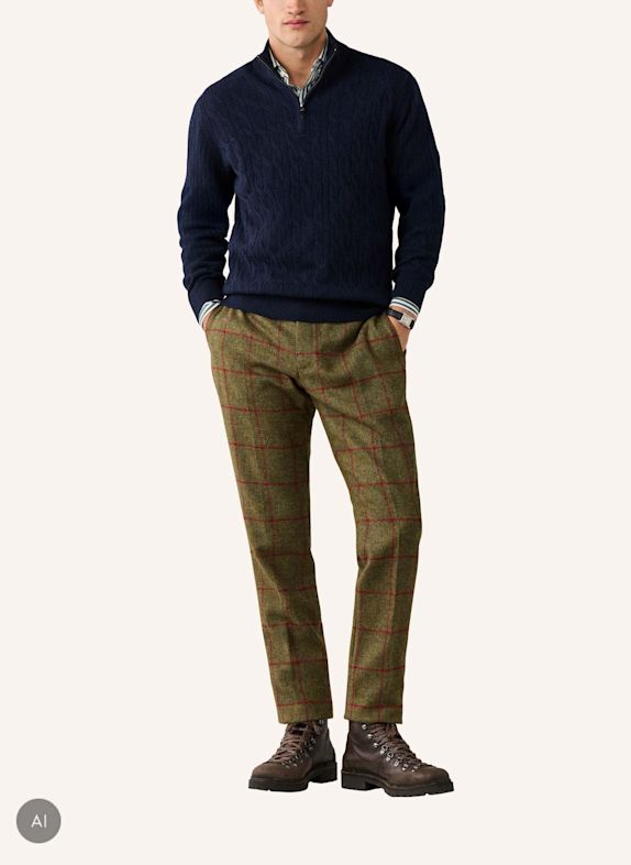 HACKETT LONDON Pullover LAMBSWOOL CABLE HZIP BLAU