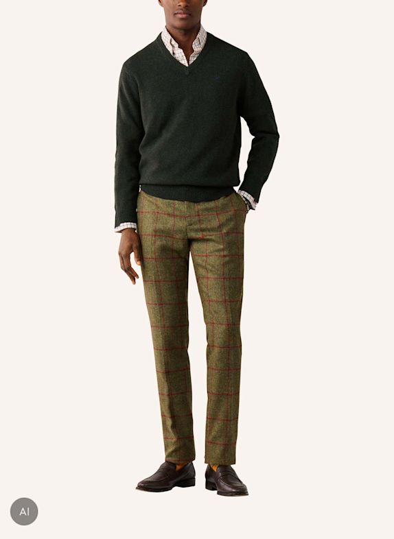 HACKETT LONDON Pullover LAMBSWOOL V NECK GRÜN