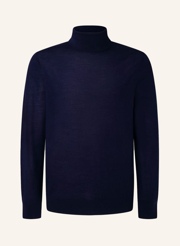 HACKETT LONDON Pullover MERINO SILK ROLL NECK DUNKELBLAU