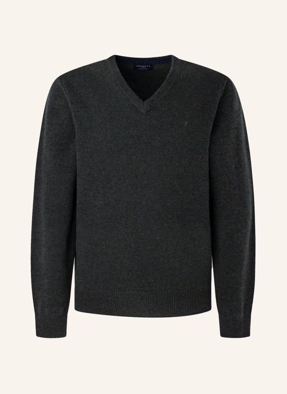 HACKETT LONDON Pullover LAMBSWOOL V NECK DUNKELGRÜN