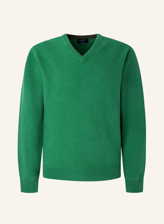 HACKETT LONDON Pullover LAMBSWOOL V NECK GRÜN