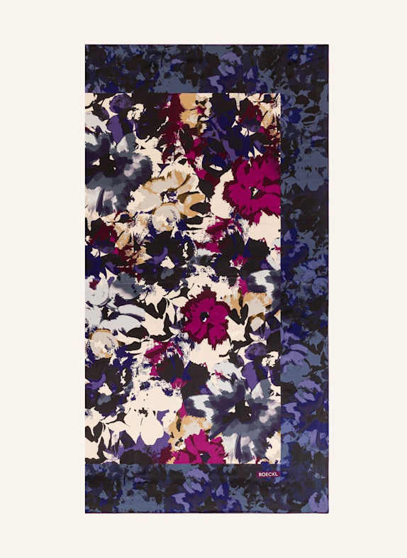ROECKL Seidentuch CAMOUFLAGE FLOWERS DUNKELBLAU/ BLAU/ CREME/ LILA
