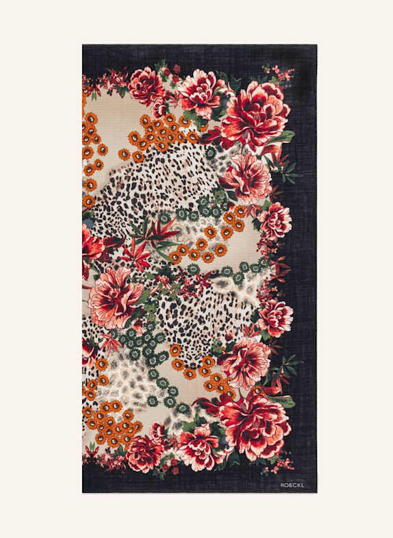 ROECKL Wolltuch BLOOMING WILDERNESS SCHWARZ/ BEIGE