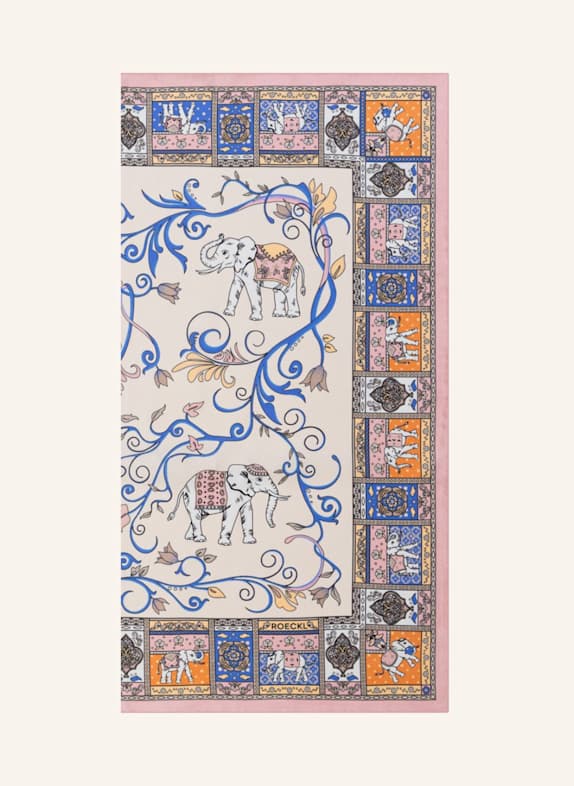 ROECKL Seidentuch LUCKY ELEPHANT GRÜN/ WEISS/ BEIGE