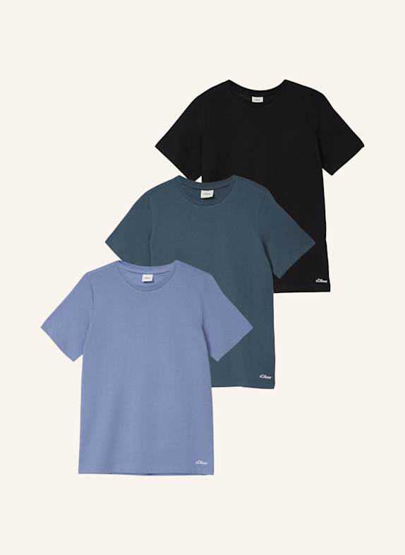 s.Oliver RED 3er-Pack T-Shirts PETROL/ SCHWARZ/ BLAU