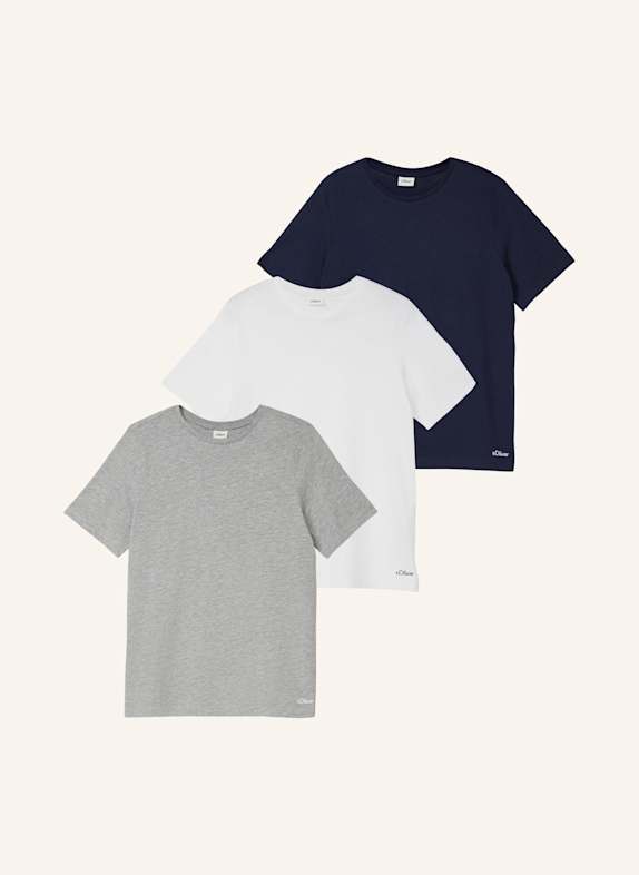 s.Oliver RED 3er-Pack T-Shirts BLAU/ WEISS/ GRAU